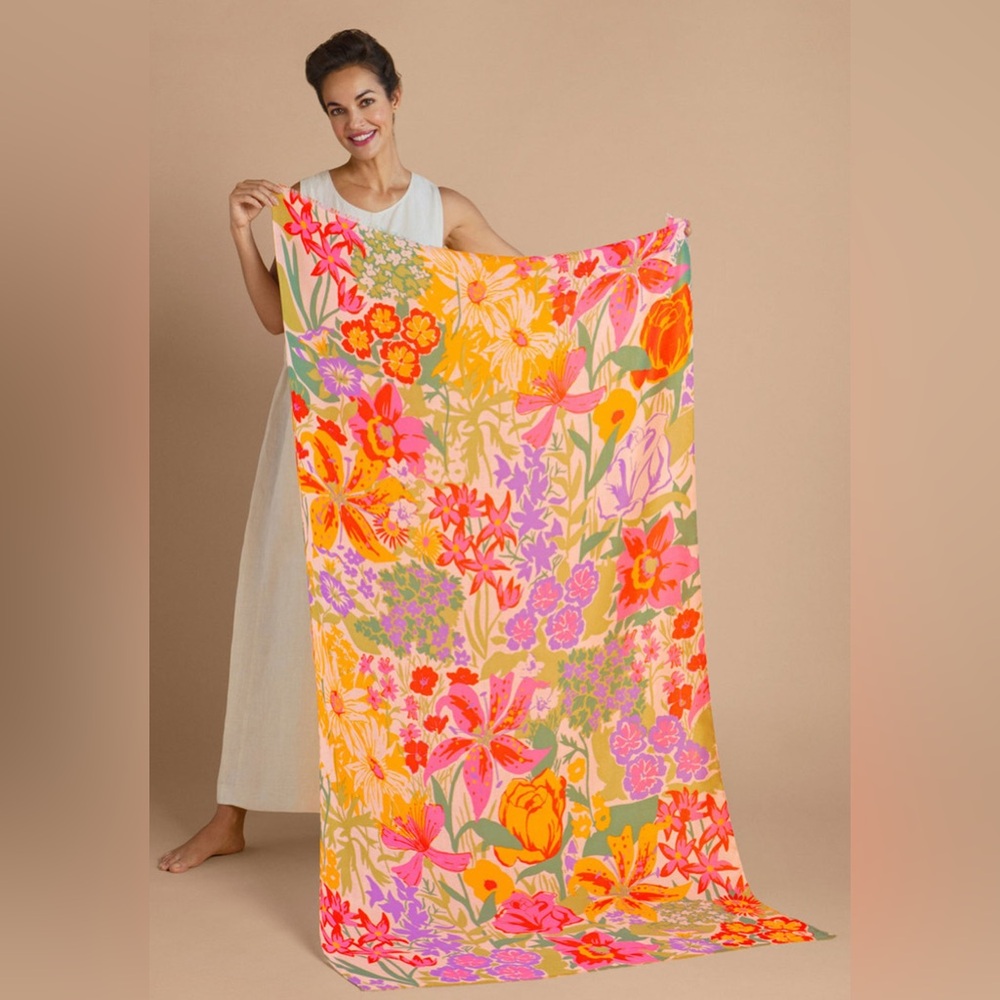 Powder UK Springtime Wildflowers Scarf in Coconut / large 39.3” x 70.9” - NEW
